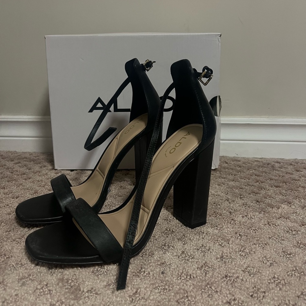 Aldo Black Strappy Heels